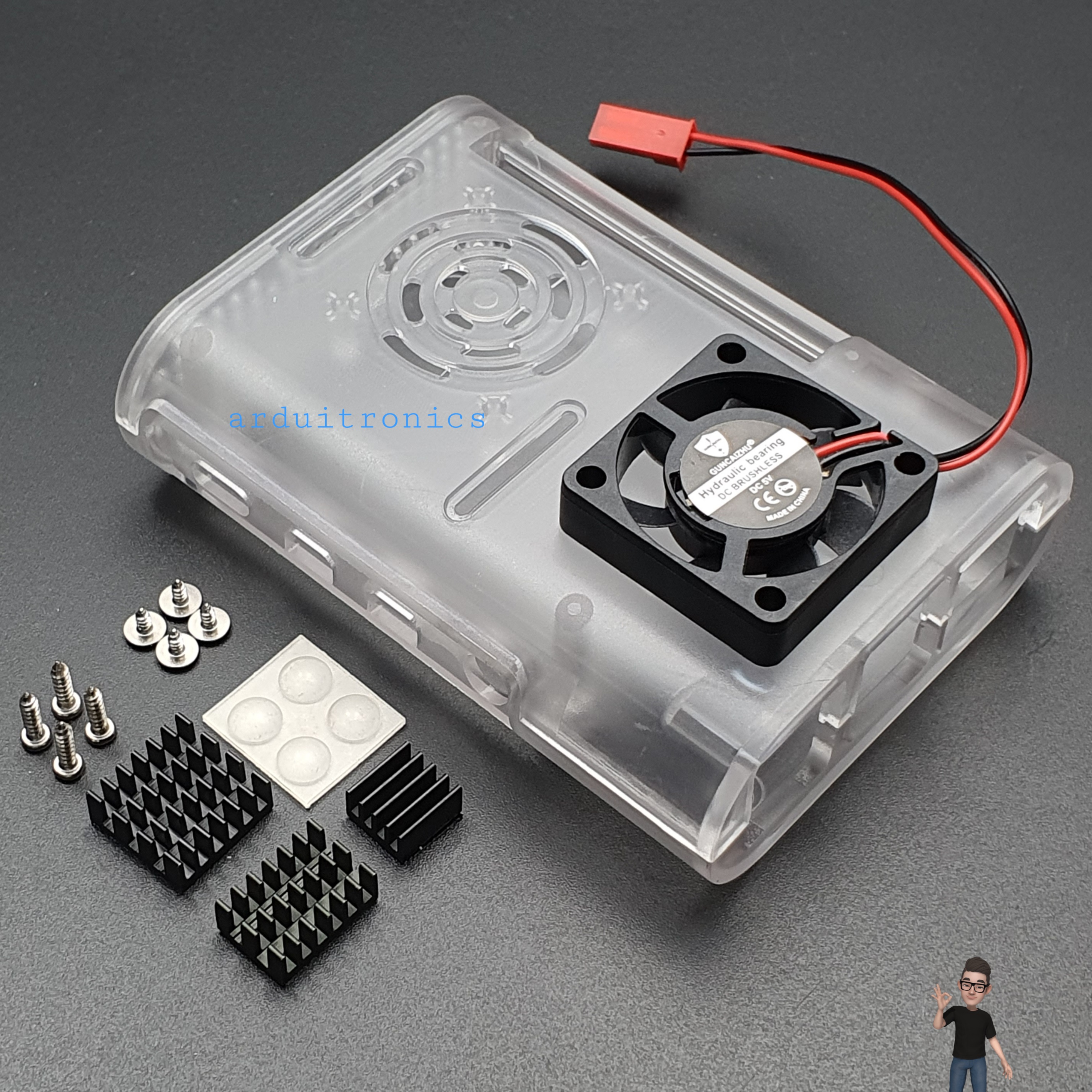 Raspberry Pi 4B Shell Case Box Transparent กล่อง เคส Raspberry Pi 4 สีใส พร้อมพัดลมระบายความร้อน