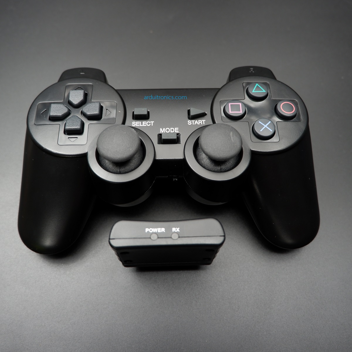 PS2 Wireless JoyStick (PlayStation) สีดำ - แบบไร้สาย แถมถ่าน