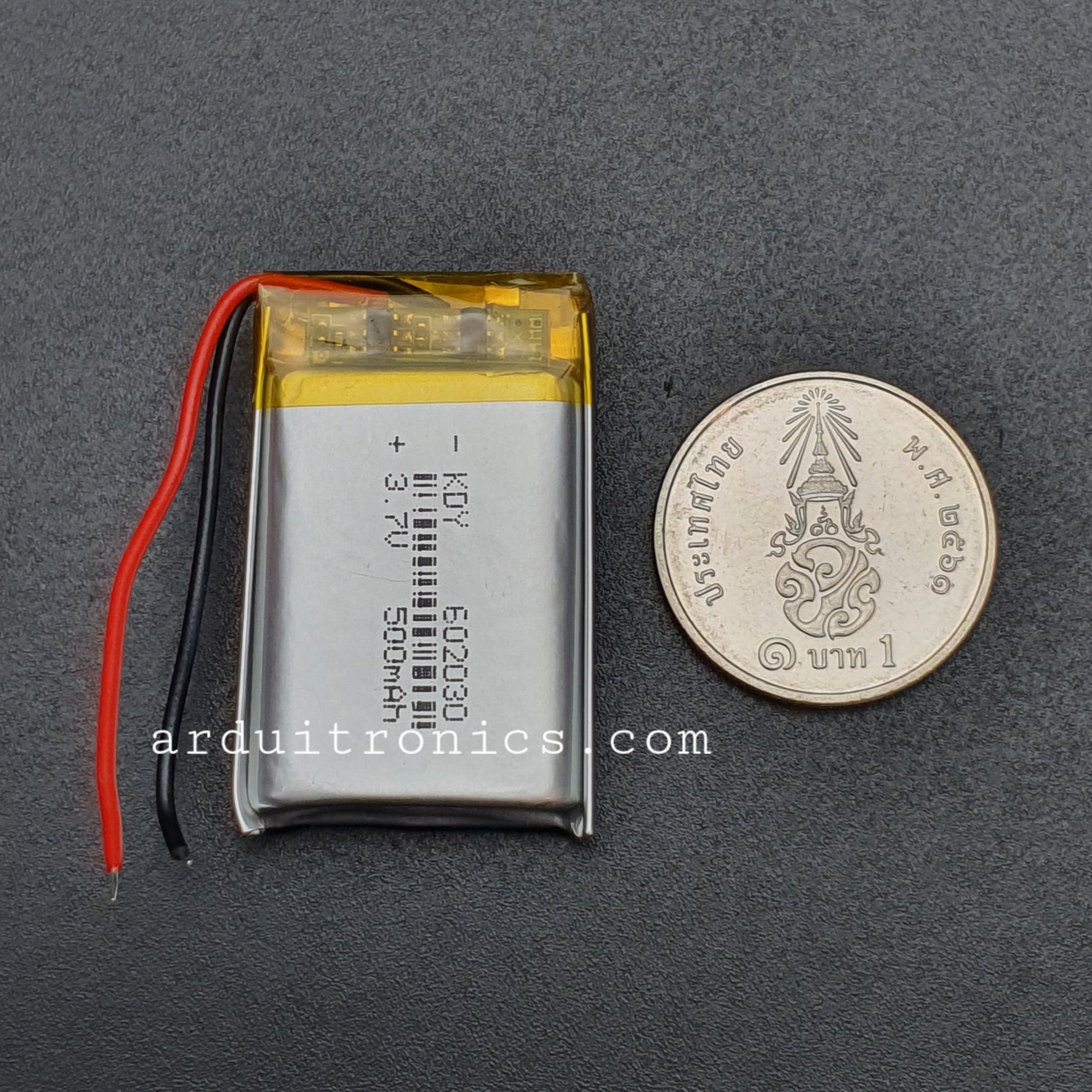 3.7V 500mAh Lithium Battery Rechargeable Polymer (LiPo) - รุ่น 602030