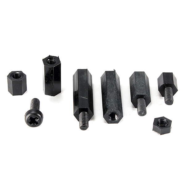 M3 Nylon Hex Spacers / Screw / Nut Stand-off (Black - 160 pcs) ชุดน๊อต หกเหลี่ยม