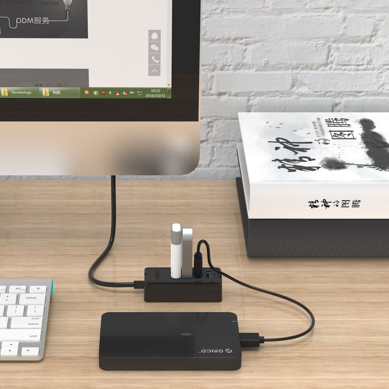 USB HUB (ยูเอสบีฮับ) ORICO W5P-U3 - 4 Port USB3.0 HUB with Micro B Power Port (W5P-U3-030-BK-BP-HW)