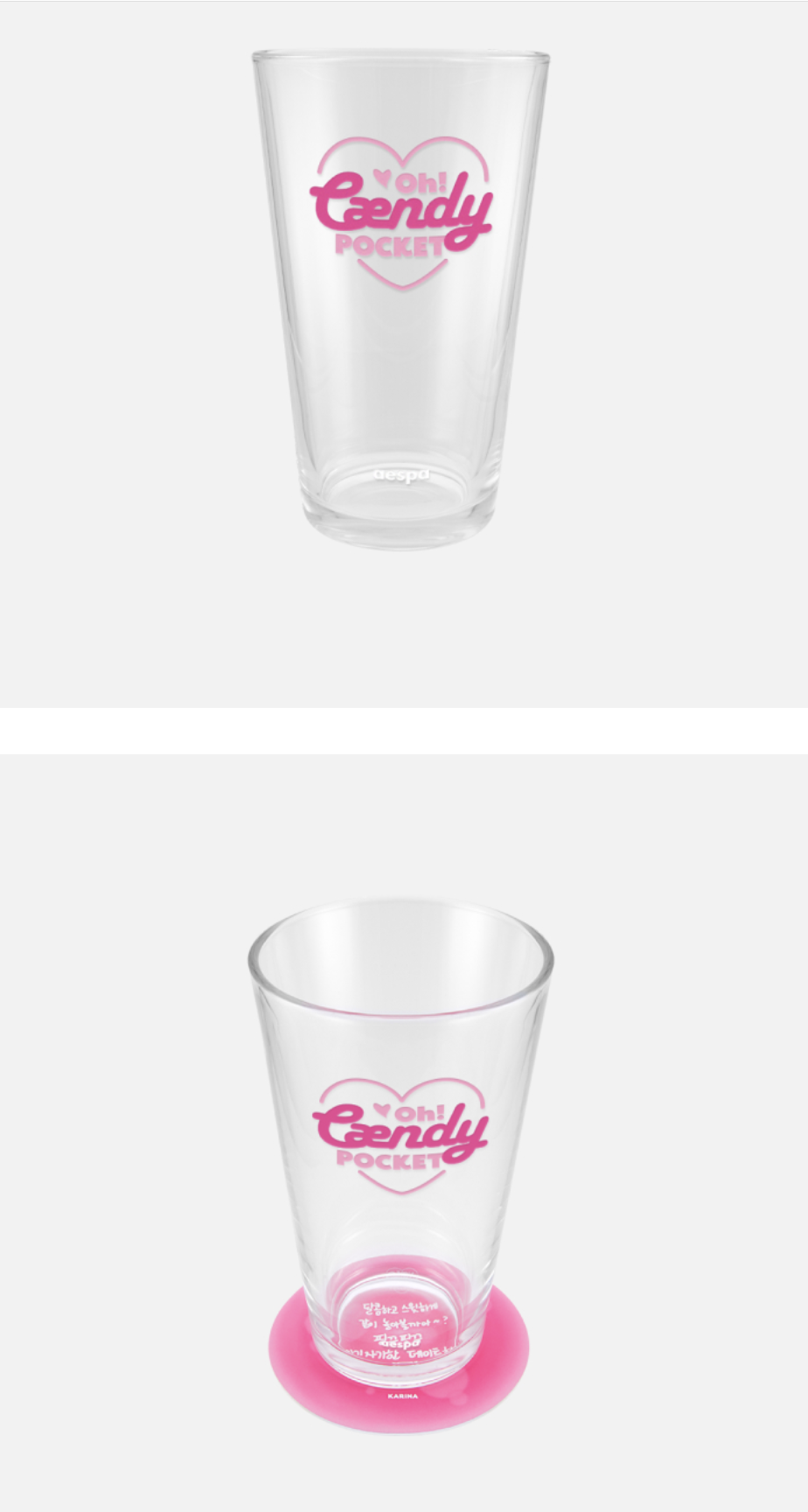 aespa -aespa Oh! Caendy Pocket Part.2 -Caendy GLASS CUP & COASTER SET ระบุ ชื่อ การ์ดที่ต้องการ