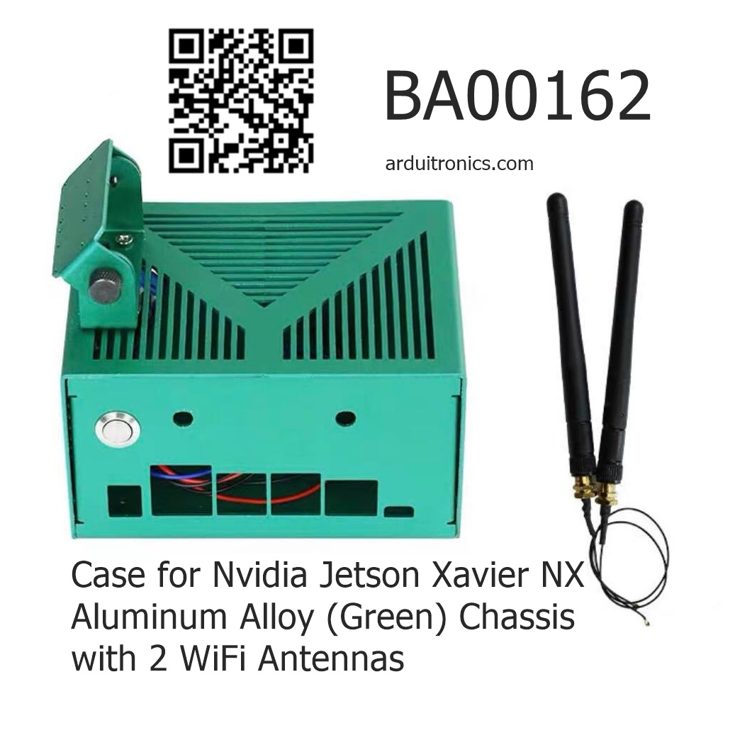 Case for Nvidia Jetson Xavier NX Aluminum Alloy (Green) Chassis with 2 WiFi Antennas