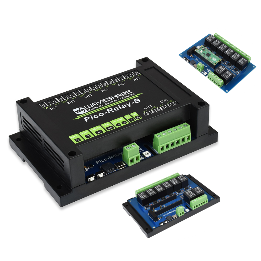 Industrial 8-Channel Relay Module for Raspberry Pi Pico, Multi Protection (ของแท้จาก Waveshare)