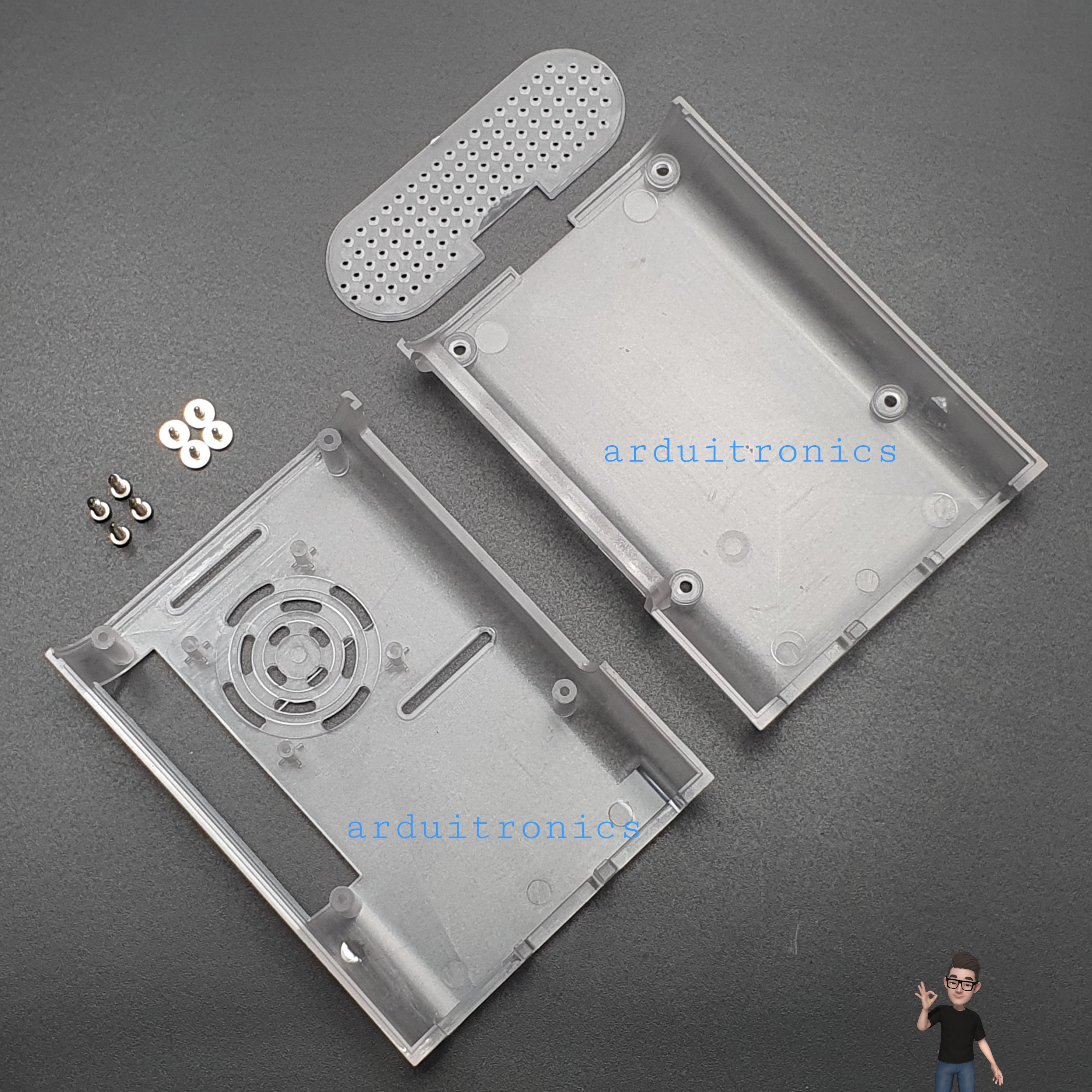 Raspberry Pi 4B Shell Case Box Transparent กล่อง เคส Raspberry Pi 4 สีใส พร้อมพัดลมระบายความร้อน