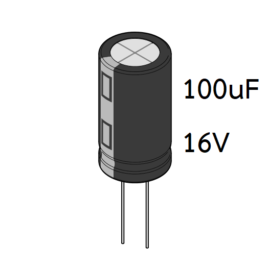 ตัวเก็บประจุ 100uF 16V ขนาด 6x5mm (pack ละ 10 ตัว)