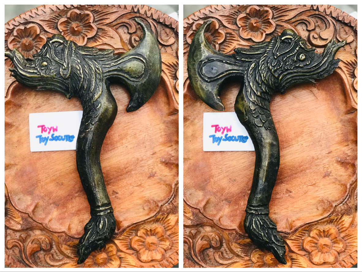 เริ่มต้น 899 บาท Antique Brass ตรีศูลพญานาคราช/ไม้คฑา ไม้ครู หลวงปู่ทวดอุ้มลูกแก้วพระนิรันตรายนั่งบนบัลลังก์พญางูจงอาง /ขวานพญานาคราช เนื้อทองเหลืองเก่า