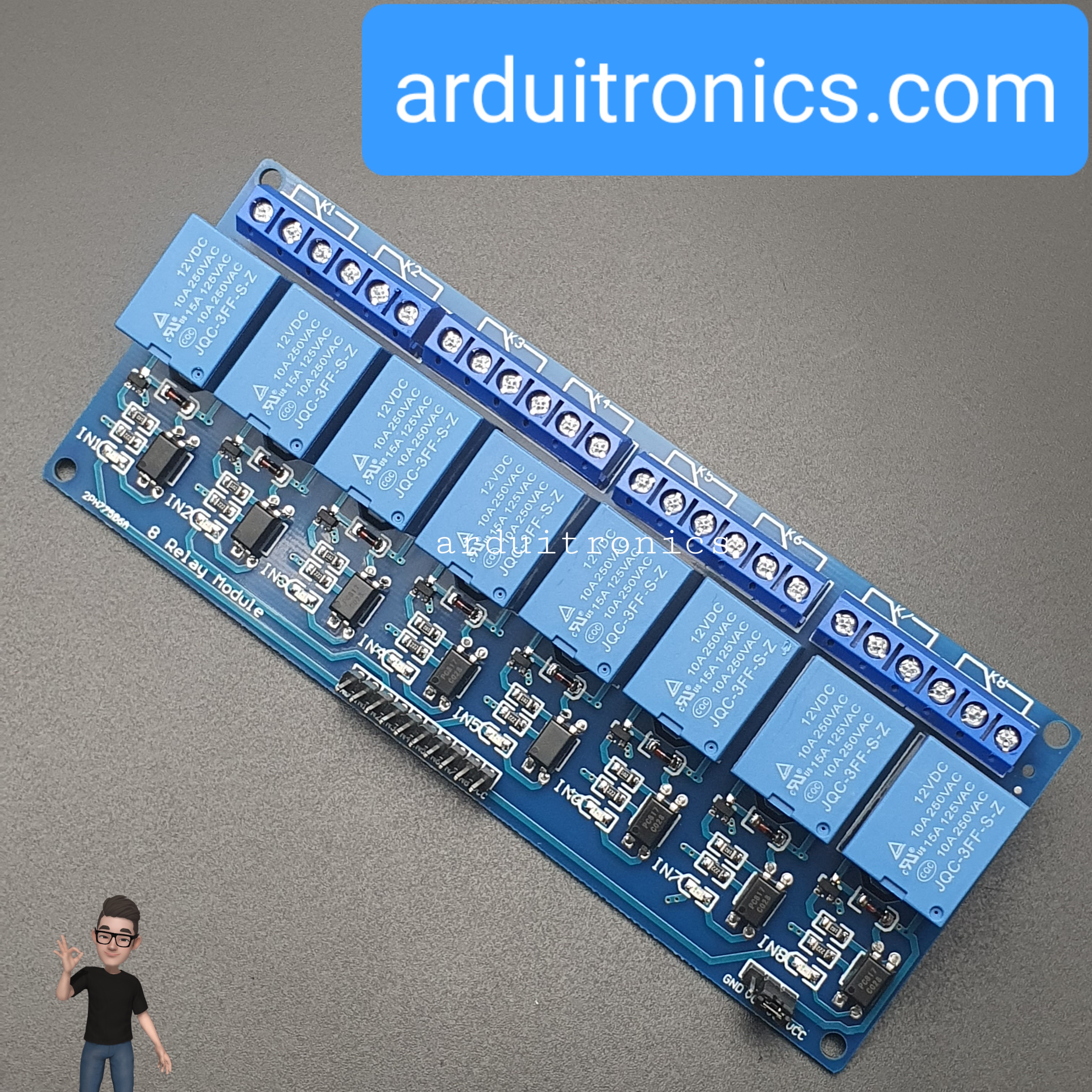 8 Channel Relay 12V 10A (Optocoupler) รีเลย์ 8 ช่อง
