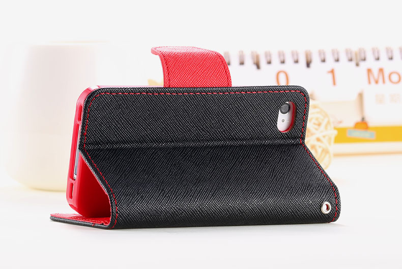 Mercury Series Color Button Case for iphone 5 5S 5G PU Leather Wallet Stand Function Cover