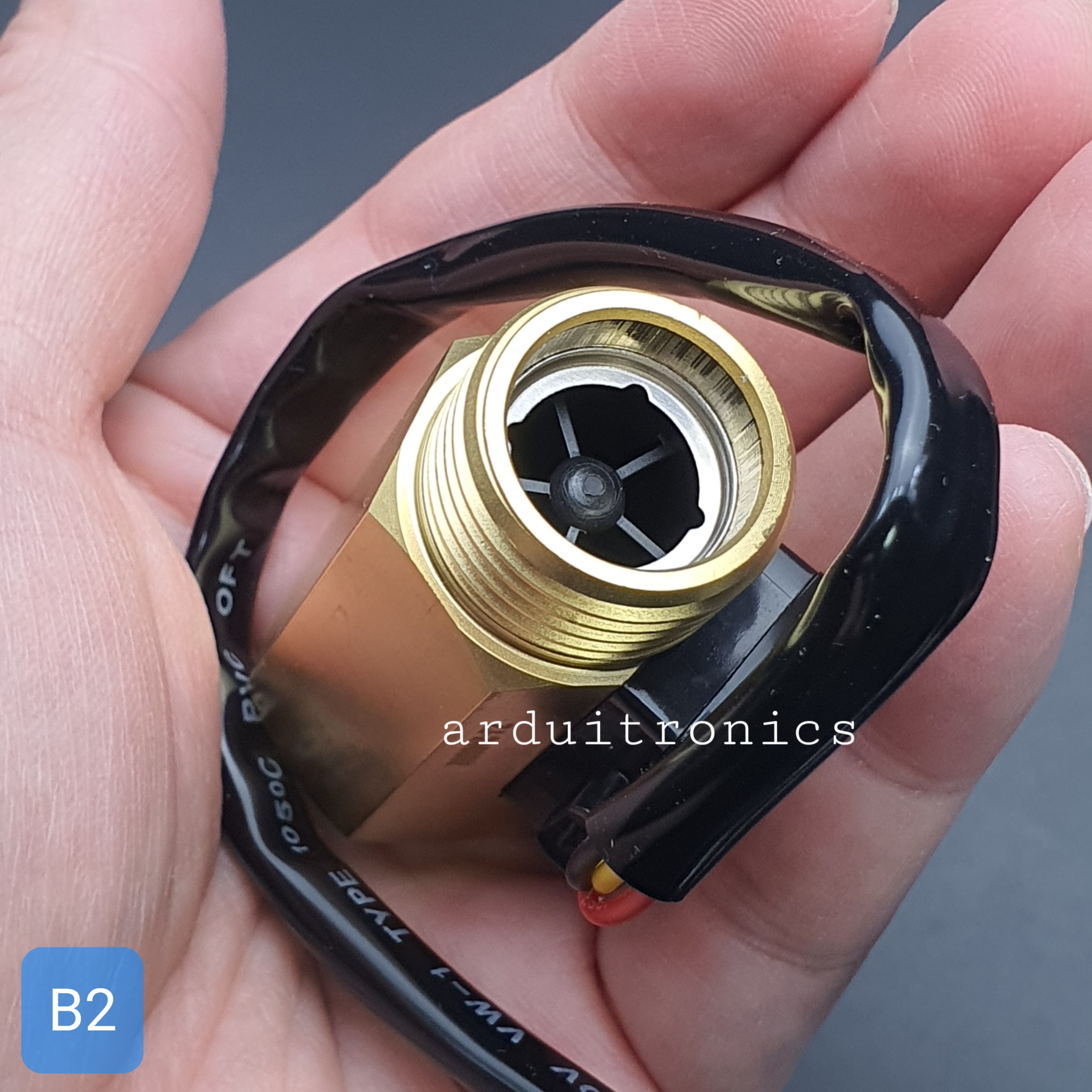 B2 เซ็นเซอร์วัดอัตราการไหลของน้ำ ทองแหลือง 1/2นิ้ว 4หุน Water Flow sensor 1-25L/min Size 50 mm