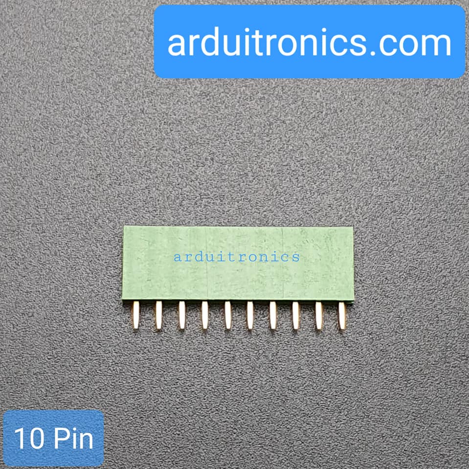 [Green] 1x10 Pin Single Row Female Header 2.54mm Pitch Straight Pin Square (จำนวน 1 ชิ้น)