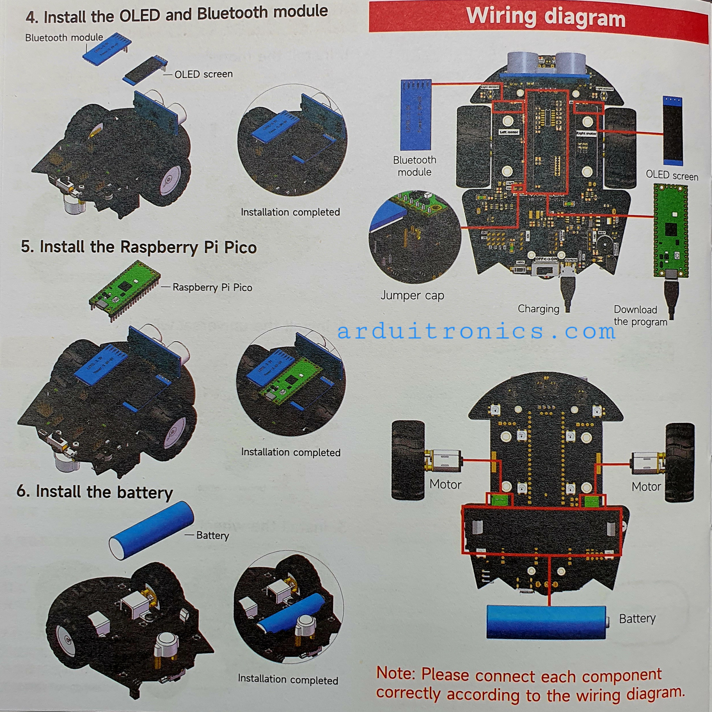 Intelligent Raspberry Pi Pico Car Kit microPython Education Robot Sensor Bluetooth APP