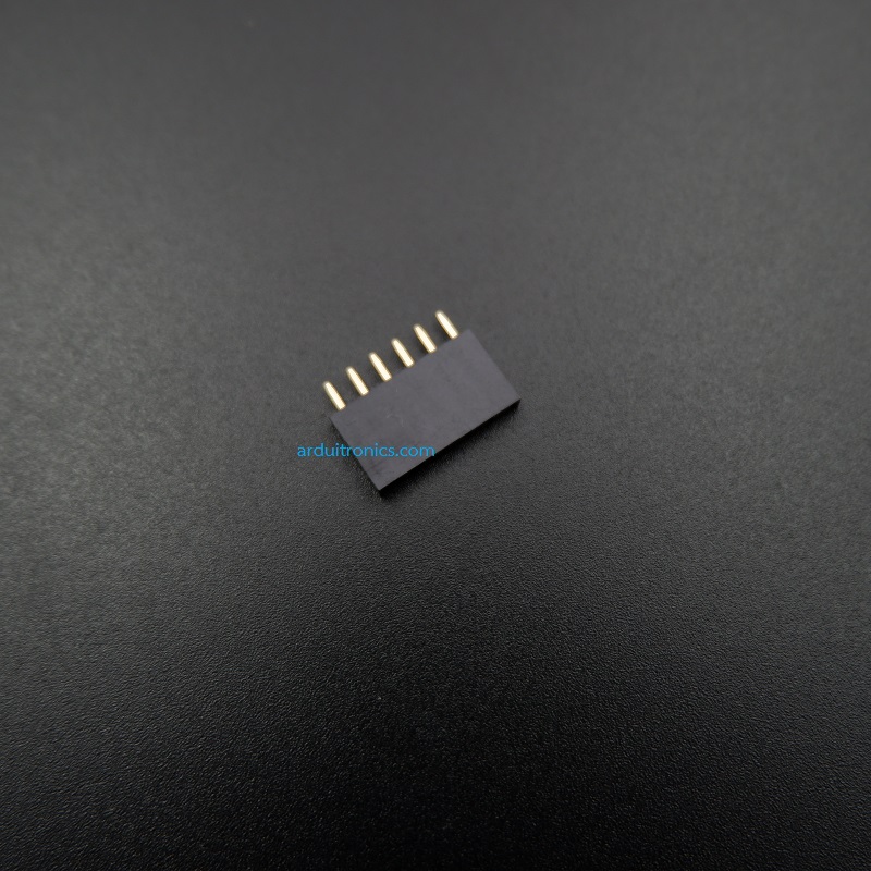 [Black] 1X6 Pin Single Row Female Header 2.54mm Pitch Straight Pin Square (จำนวน 1 ชิ้น)