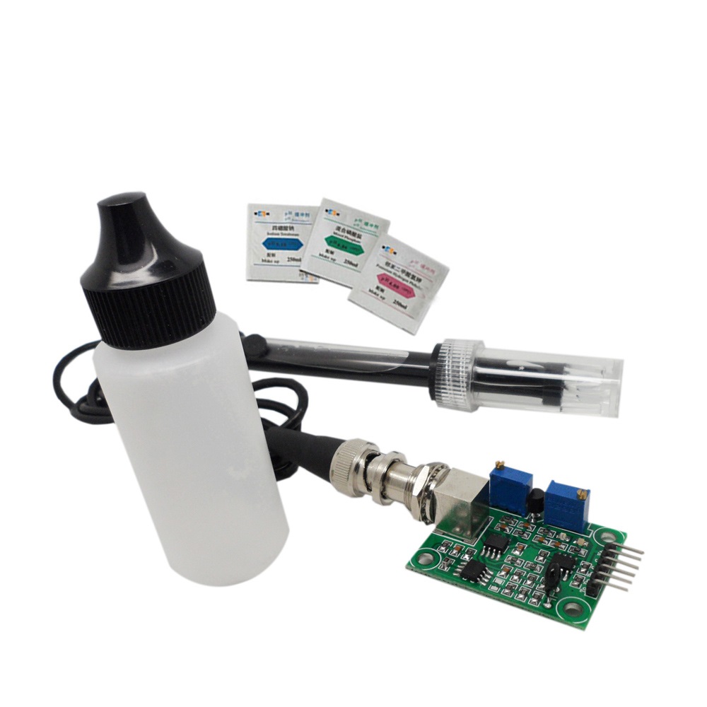 PH Sensor Kit (Green PCB) - Monitoring and Control Module with Probe and Calibration Solution