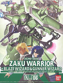 1/100 ZGMF-1000 Zaku Warrior + Blaze Wizard & Gunner Wizard