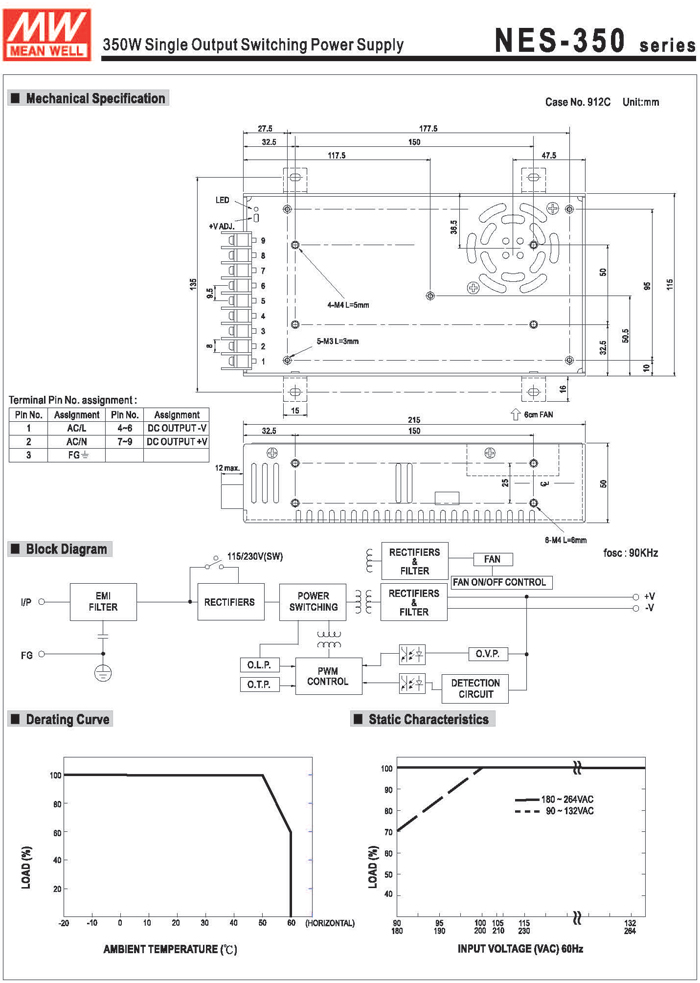 Switching Power Supply 5V 60A 300W (MEAN WELL NES-350-5)
