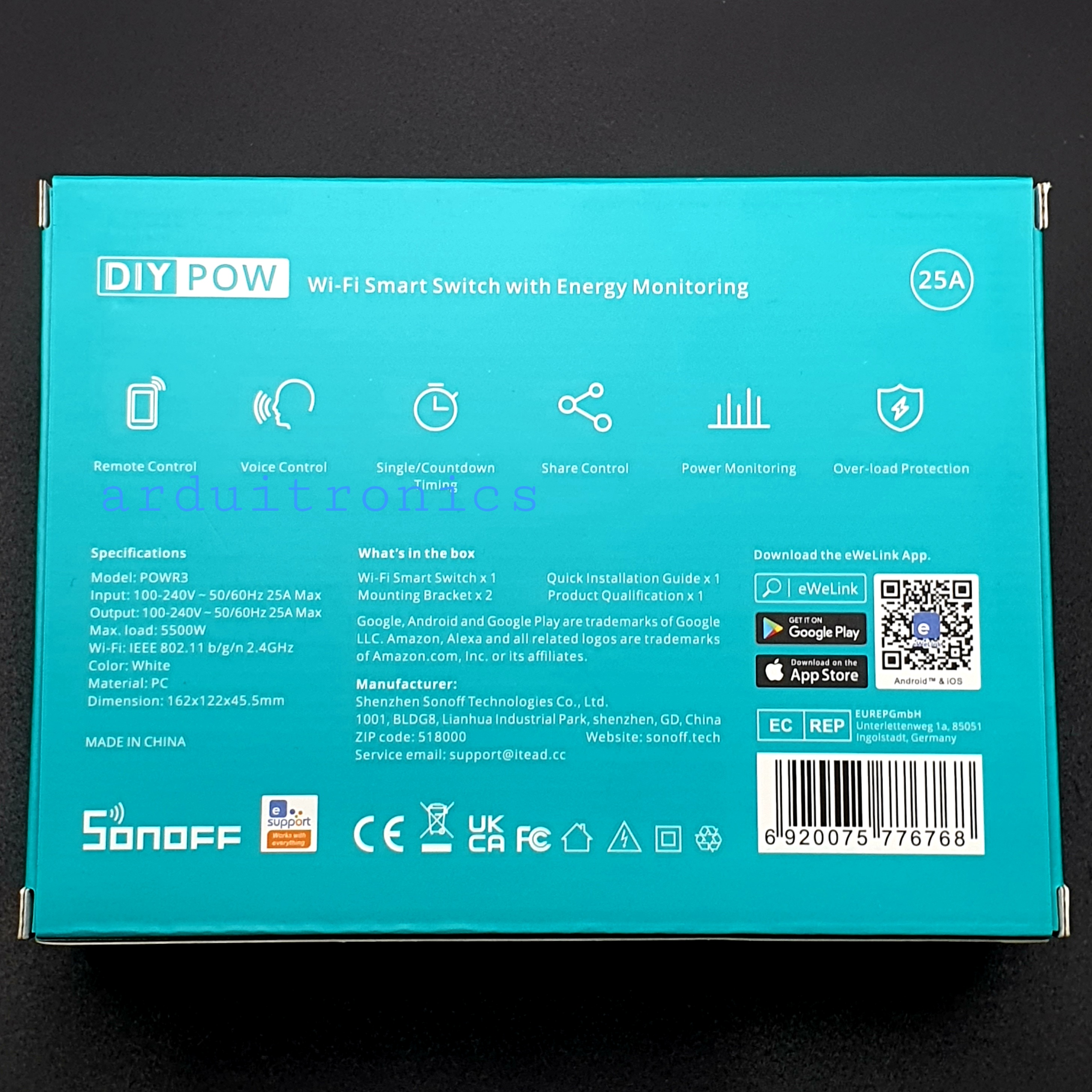 Sonoff Pow R3 สวิทช์อัจฉริยะ 25A/5500W พลังงานควบคุมด้วยเสียงพร้อม Amazon Alexa