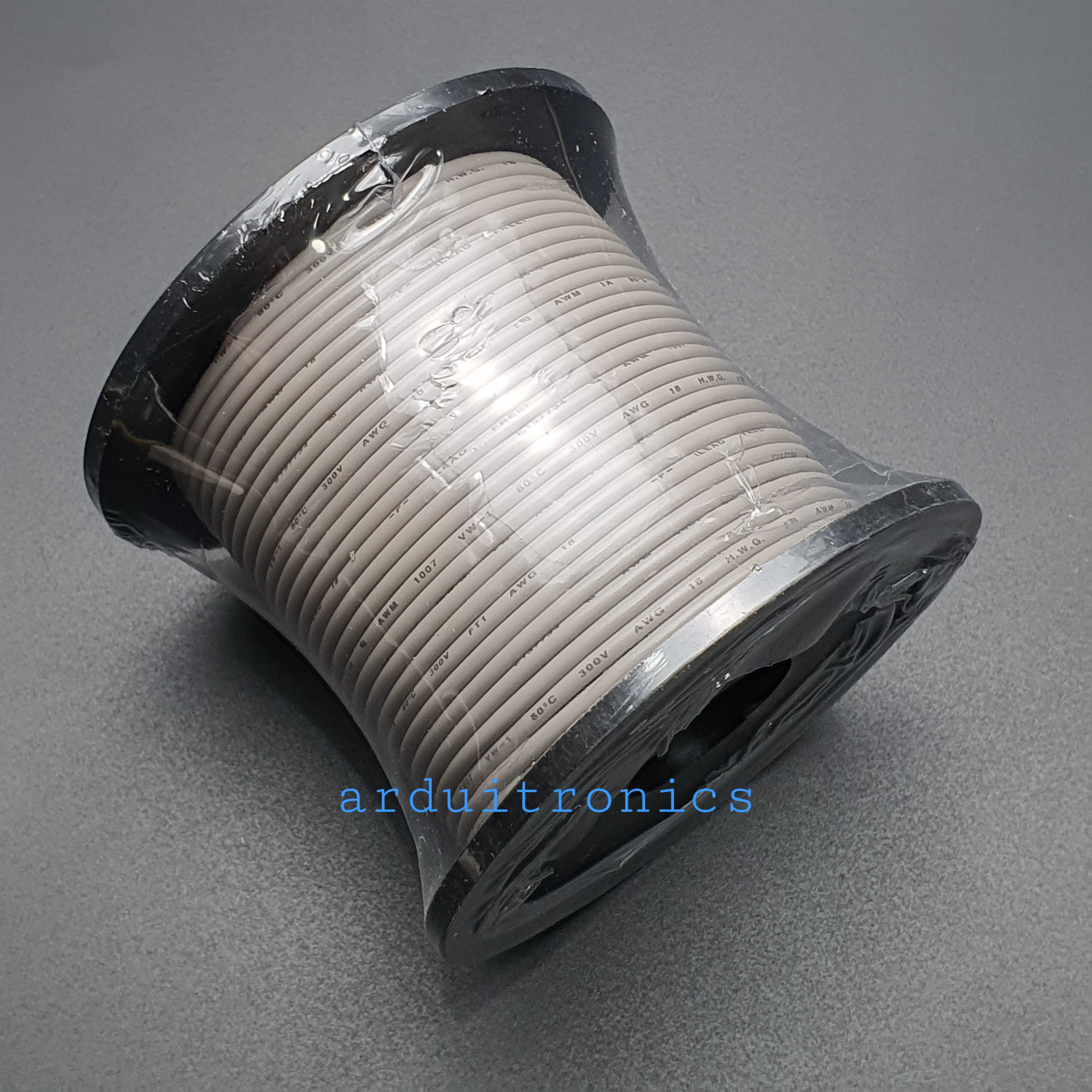 สายไฟอ่อนเส้นเดี่ยว 18AWG UL1007 ความยาว 100 ฟุต (30 เมตร) สีเทา