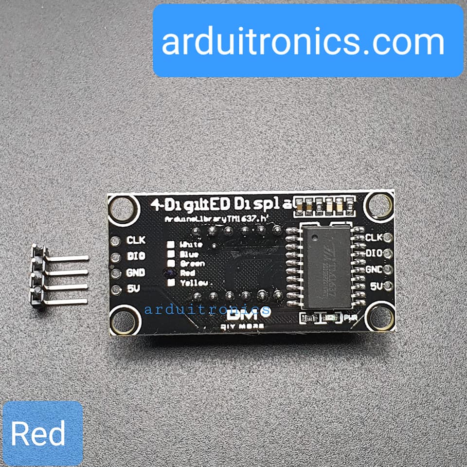 โมดูลแสดงค่าตัวเลข 4 หลัก สีแดง 7 Segment 4 Digit TM1637 Module Size 0.36"