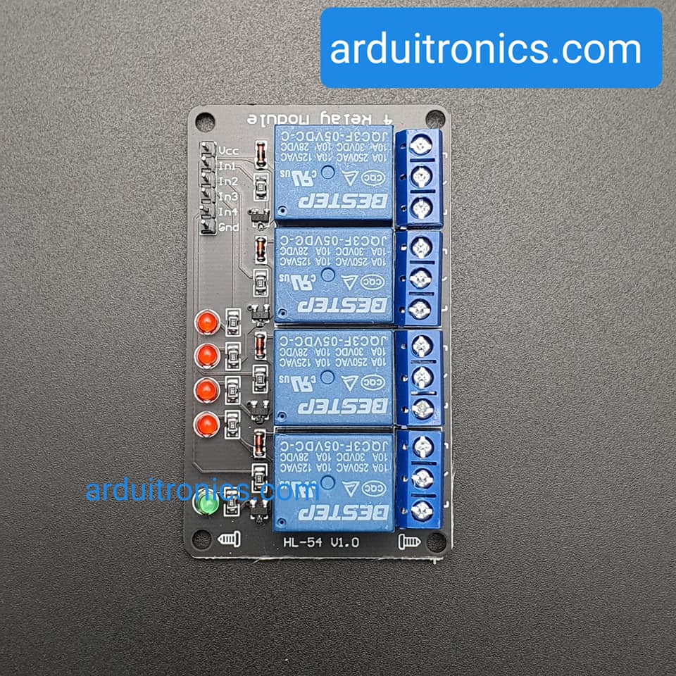 5V 4 Channel Relay Low-Level Trigger Relay Module (with LED - PCB สีดำ มีช่องสกรูให้ยึด)