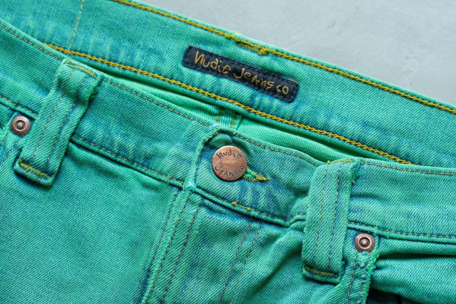 [DEFECT] High Kai Icon Green ยีนส์เขียวเอวสูง ทรงสกินนี่ Nudie Jeans ของแท้ 100%