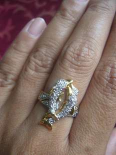 แหวนเพชรสวิส ปลาโลมาคู่ เพชร cz คิวบิคซิโคเนีย