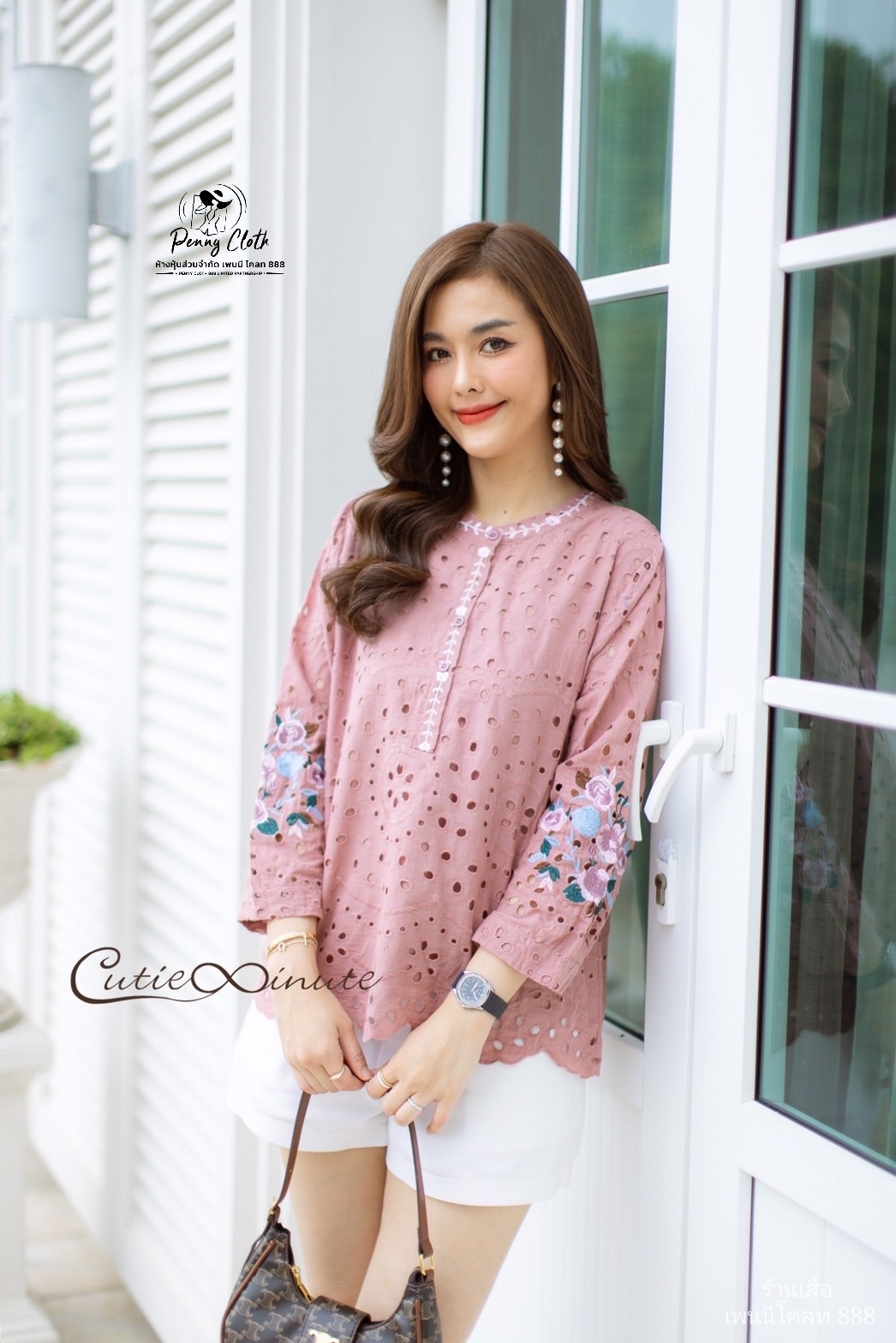 P10A เสื้อผ้าฝ้ายญี่ปุ่น งานปักฉลุ งานปักดอกไม้ มีซับใน ขนาดอก 44 นิ้ว สีฟ้า ชมพู เขียว ขาว ดำ
