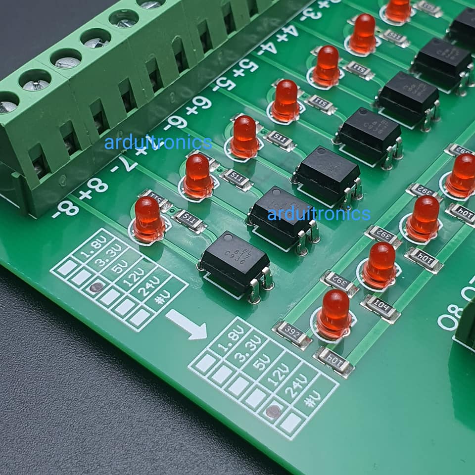 5V to 24V 8 Channel 5V - 24V Optocoupler Isolation Module PLC Signal Level Voltage Conversion Board