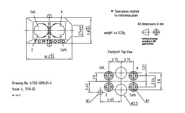 TCRT5000 / TCRT5000L Sensor Head (Reflective Infrared Optical Sensor Photoelectric Switches)