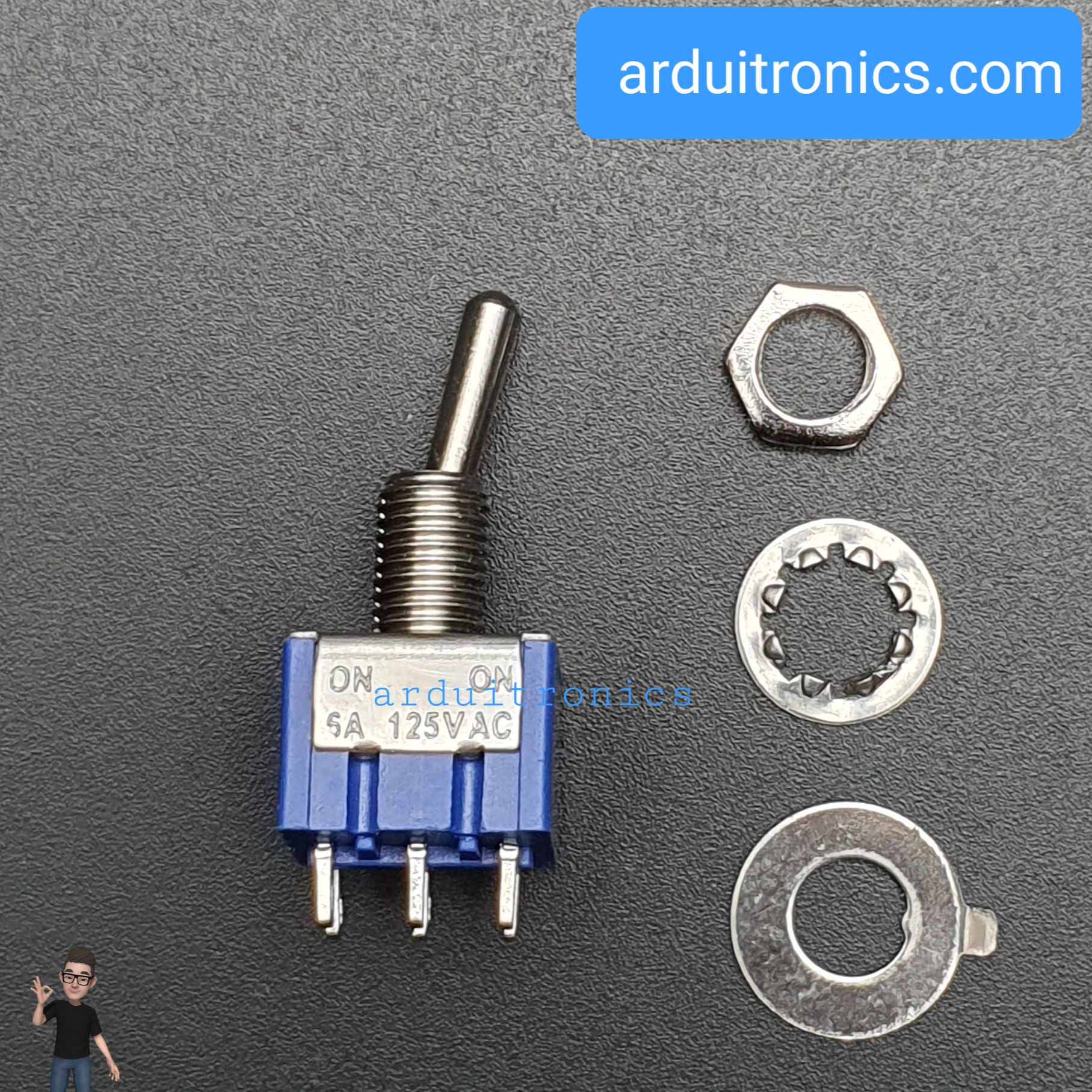 MTS-202 Toggle Switch 6-Pin แบบ On-On (สวิตช์เปิด/ปิด 6 ขา 6A 125V)