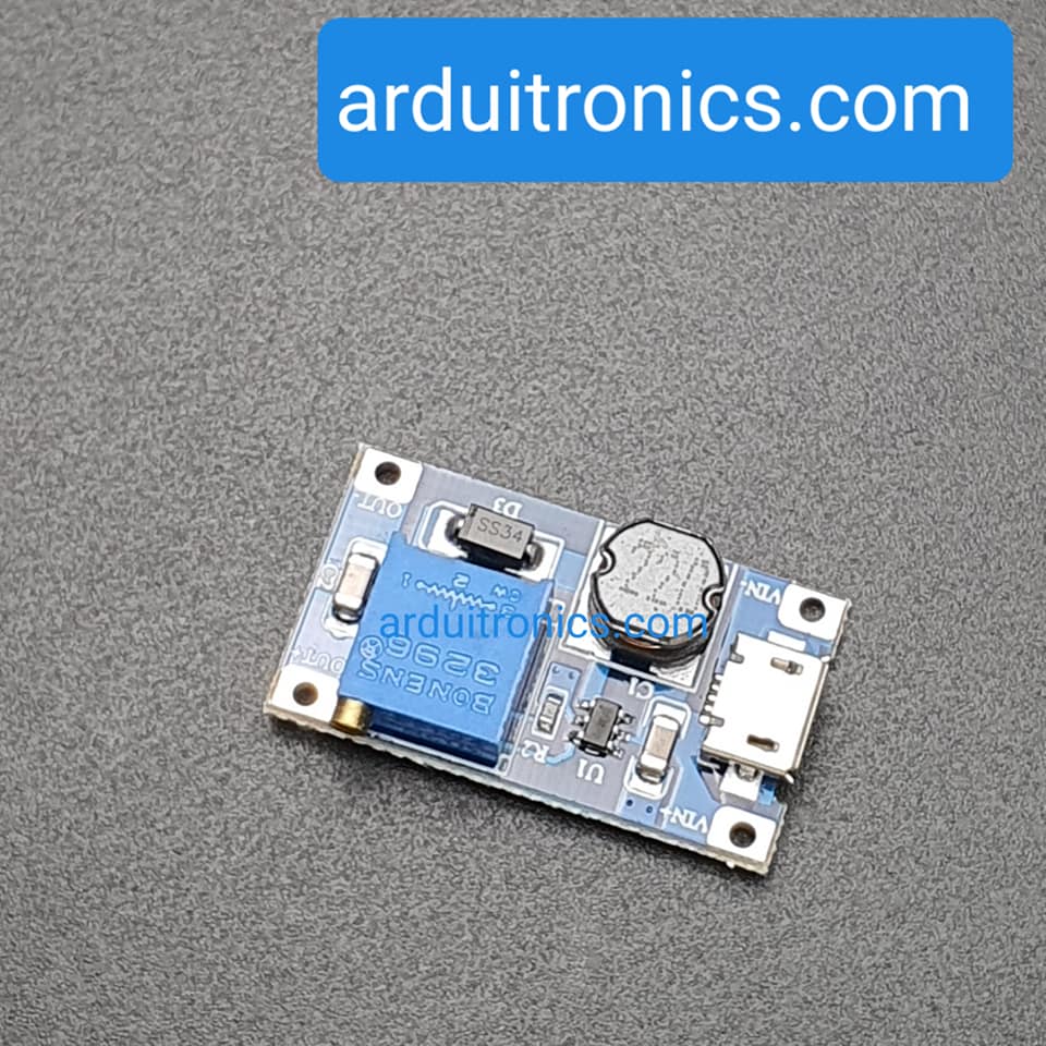โมดูลแปลงไฟ Step Up 2A (from 2 - 24V to 5 - 28V) with Micro USB Input Interface