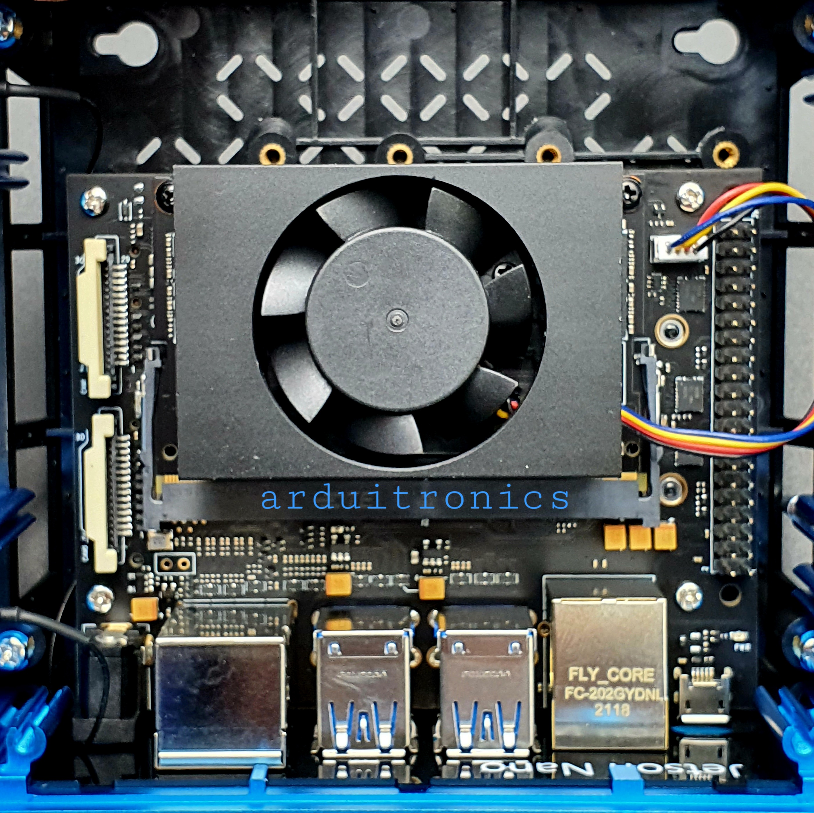 [สินค้า Pre-order] Jetson SUB Mini PC-Blue with Jetson Xavier NX Module, Aluminium Case with Cooling Fan, 128GB SSD, WiFi, Antennas and pre-installed JetPack System - Seeed Nvidia