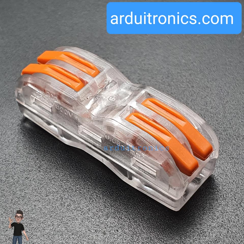 Terminal ต่อสายไฟแบบเร็ว 4 ช่อง (2 in - 2 out) Wire connector quick terminal 0.08 - 4mm square splitter SPL-2 แบบใส PCT-222T
