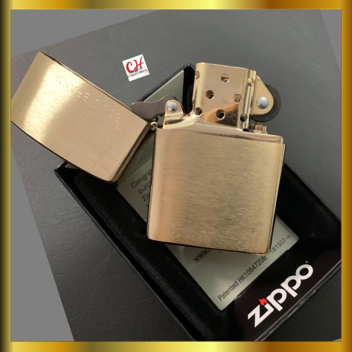 zippo ไฟแช็คซิปโป้ zippo 204Solidbrass ไฟแช็คเนื้อทองเหลือง ก้นเต็มตัวใส้ในชุบสีทอง สำหรับจุดไฟ อุปกรณ์เดินป่าตั้งแคมป์ มาตรฐาน