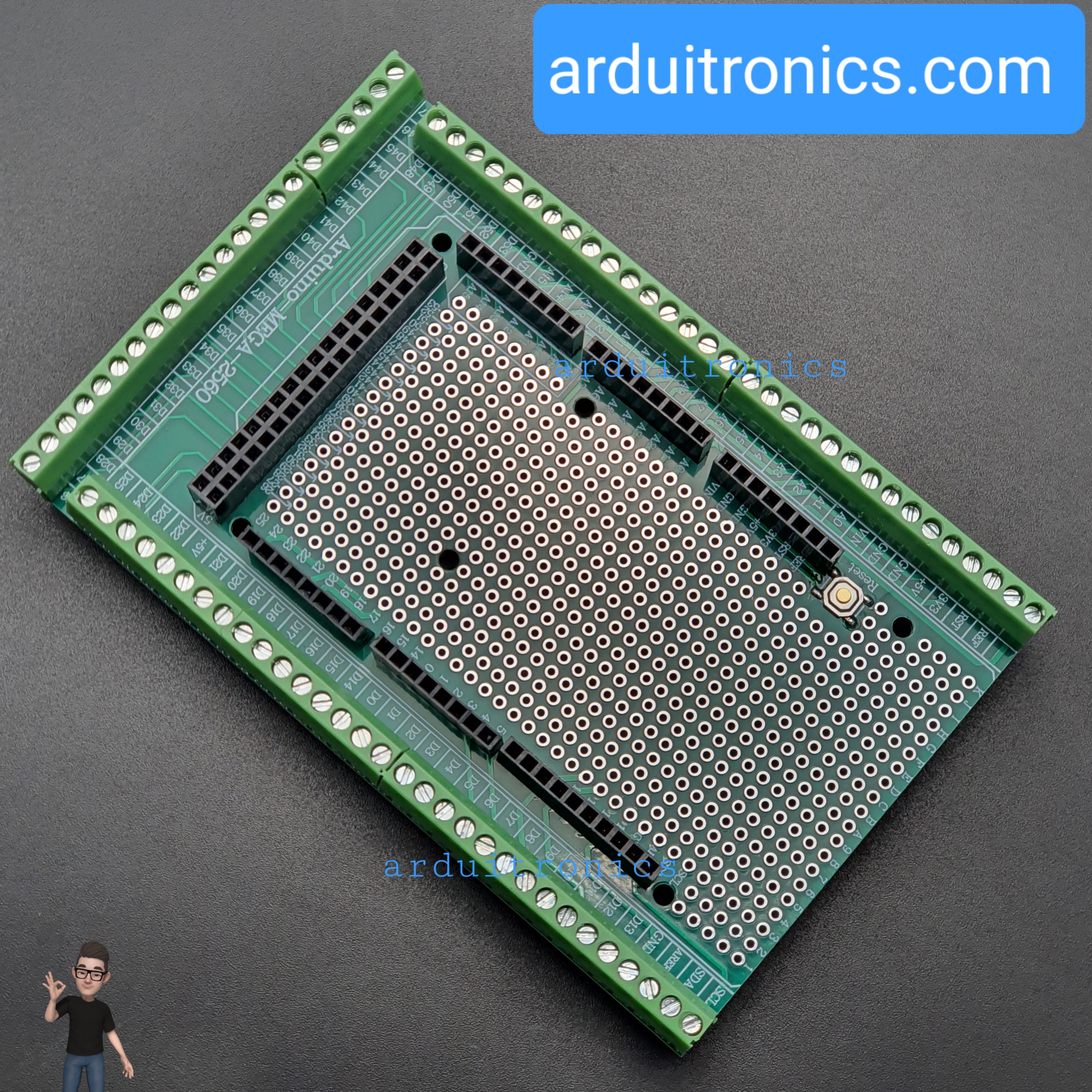 โมดูลขยายขา Mega2560 PCB Prototype Screw Terminal Block Shield for Arduino (บัคกรีแล้ว)