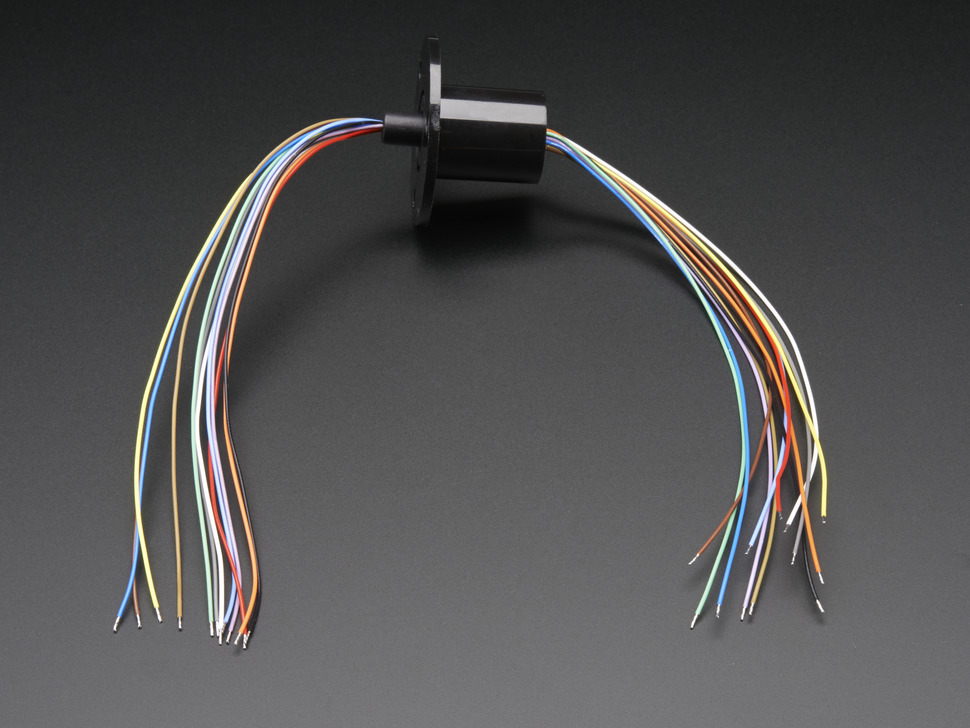 Slip Ring with Flange - 22mm Diameter, 12 Wires, Max 240V @ 2A