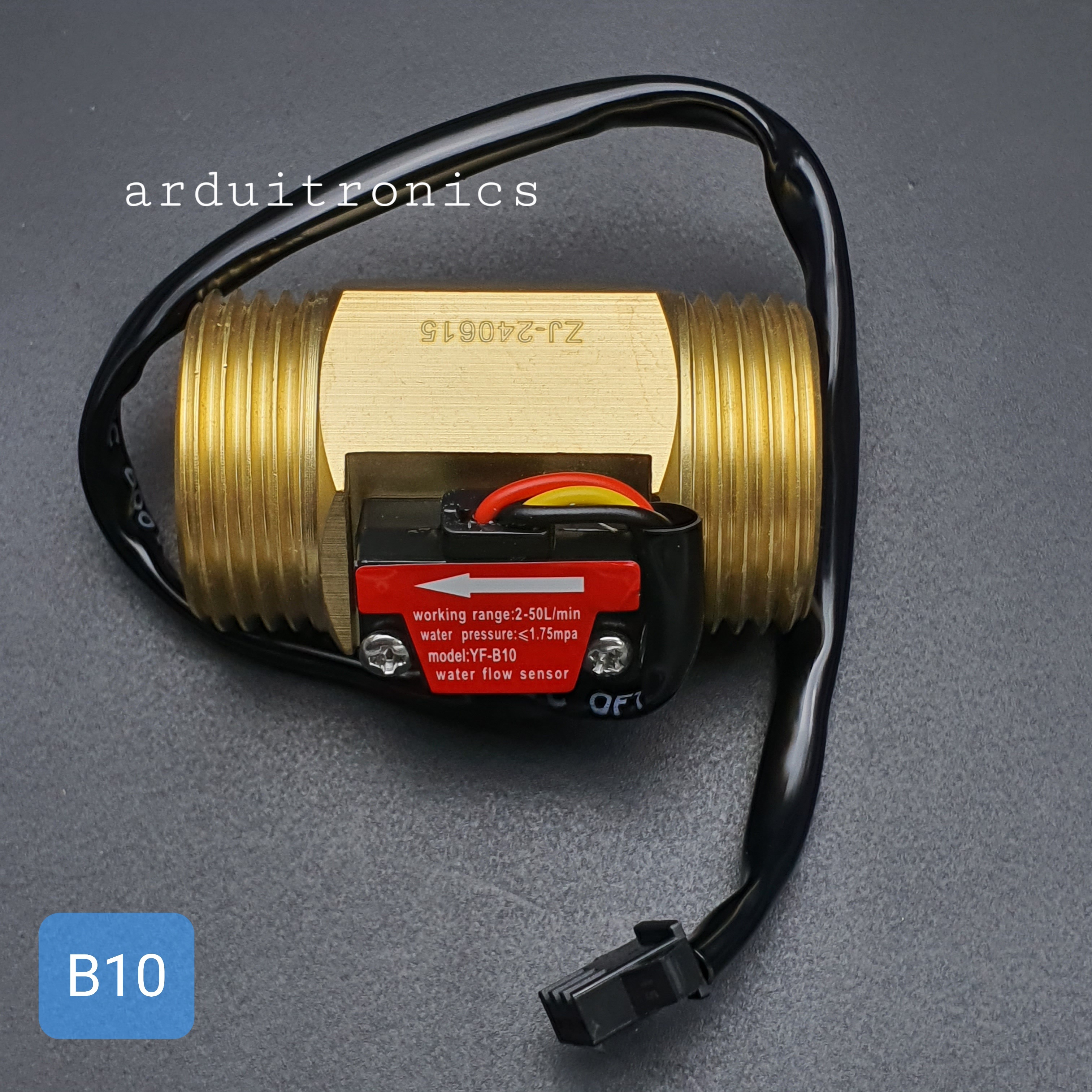 B10 เซ็นเซอร์วัดอัตราการไหลของน้ำ ทองแหลือง 1 นิ้ว 8หุน Water Flow sensor 2-50L/min Size 58 mm