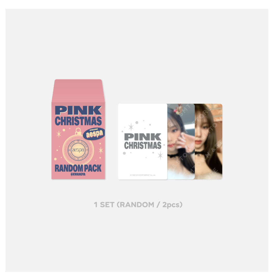 aespa -2022 PINK CHRISTMAS Photo card สุ่ม ( 1 ซอง ได้ การ์ด 2 ใบนะคะ สุ่ม นะคะ ) พร้อมส่ง
