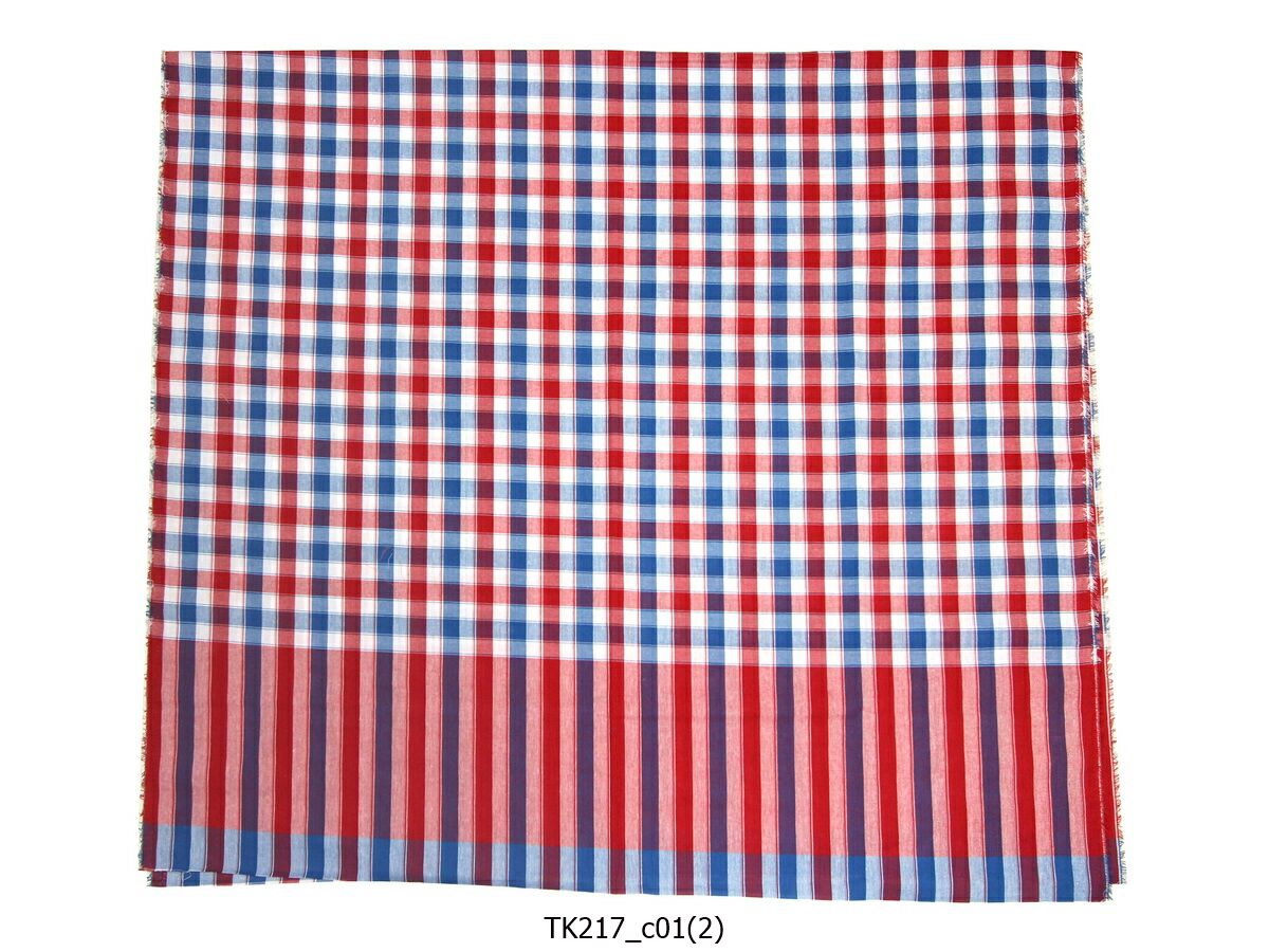 [2ม.] ผ้าขาวม้า TK217 แดงน้ำเงิน