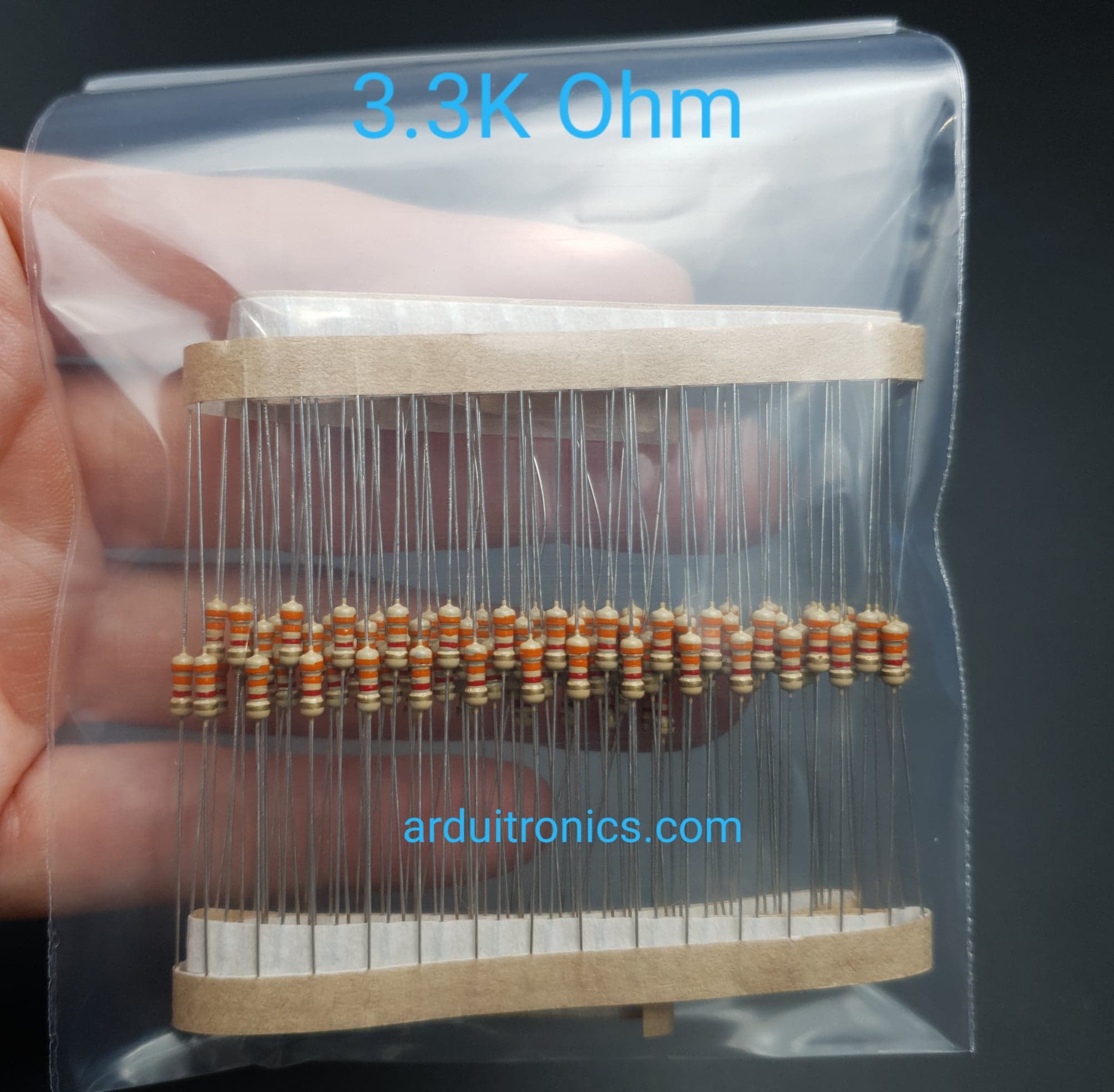 Resistor 3.3K Ohm 1/4W 5% แพ็คละ 100 ตัว