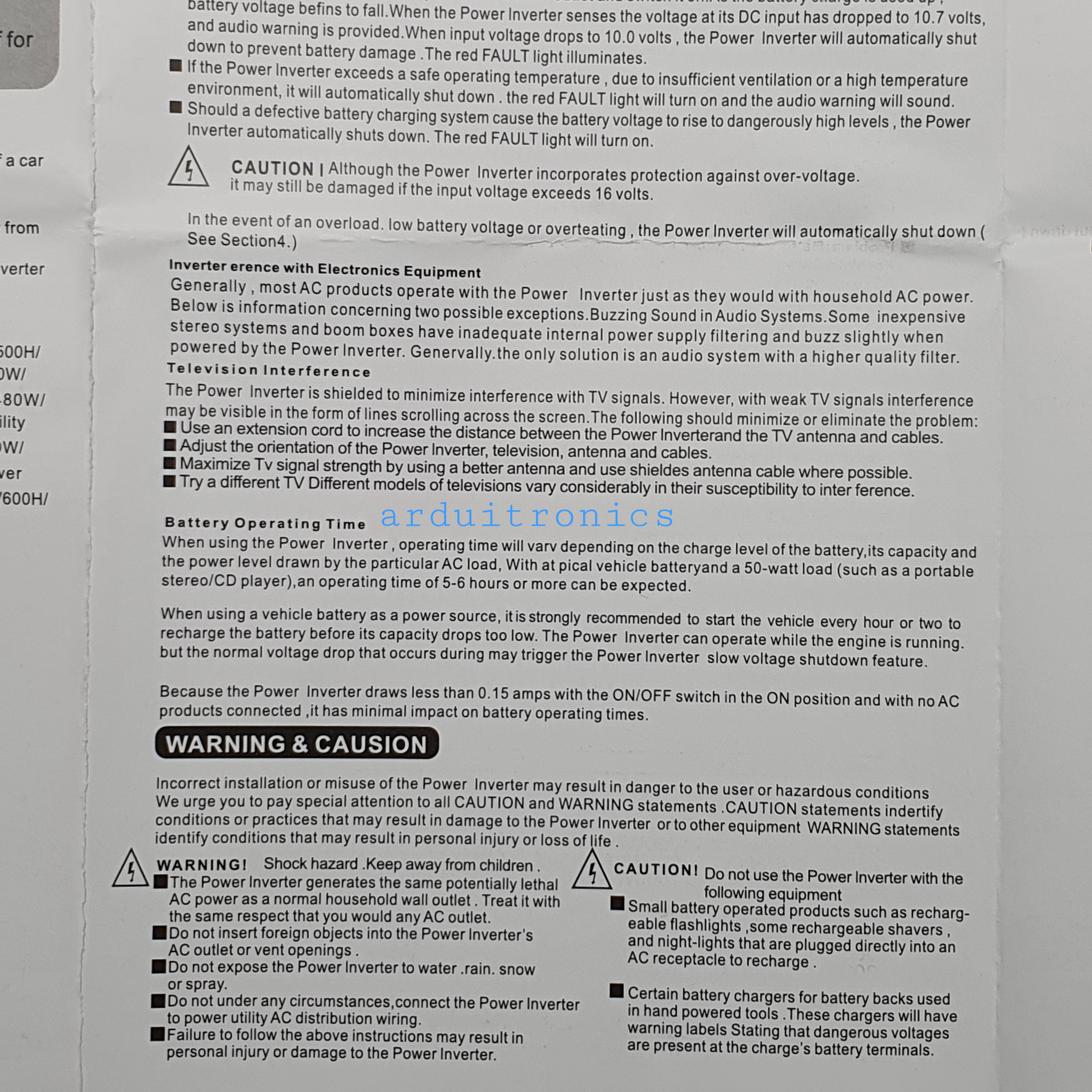 DC to AC Power Inverter 500W 12VDC to 220VAC 50 Hz (modified Sine Wave) สีดำ