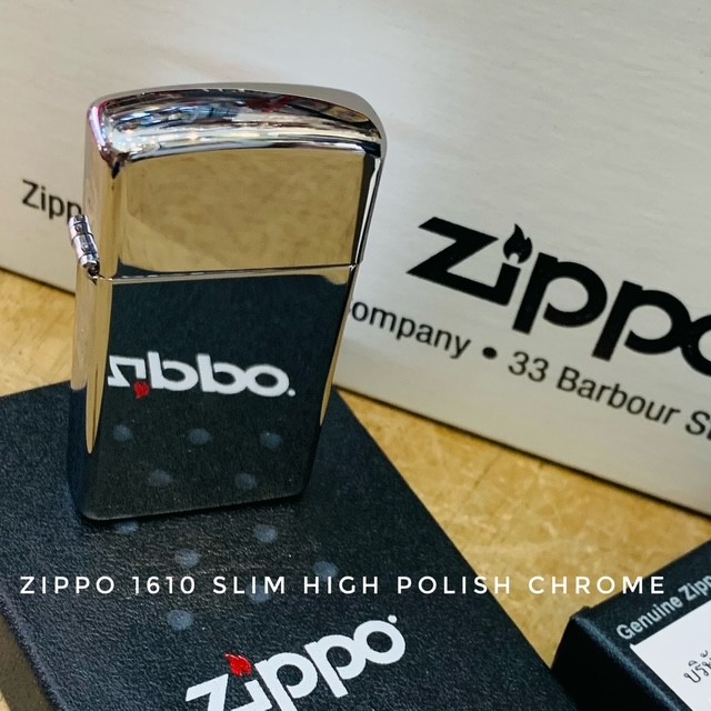Zippo slim 1610 High Polish Chrome เนื้อเงาแวววาว ของแท้อเมริกา ตัวเล็กกะทัดรัด พกใส่กระเป่ากางเกงยีนส์อย่างเท่ห์ สินค้ามือหนึ่ง slim