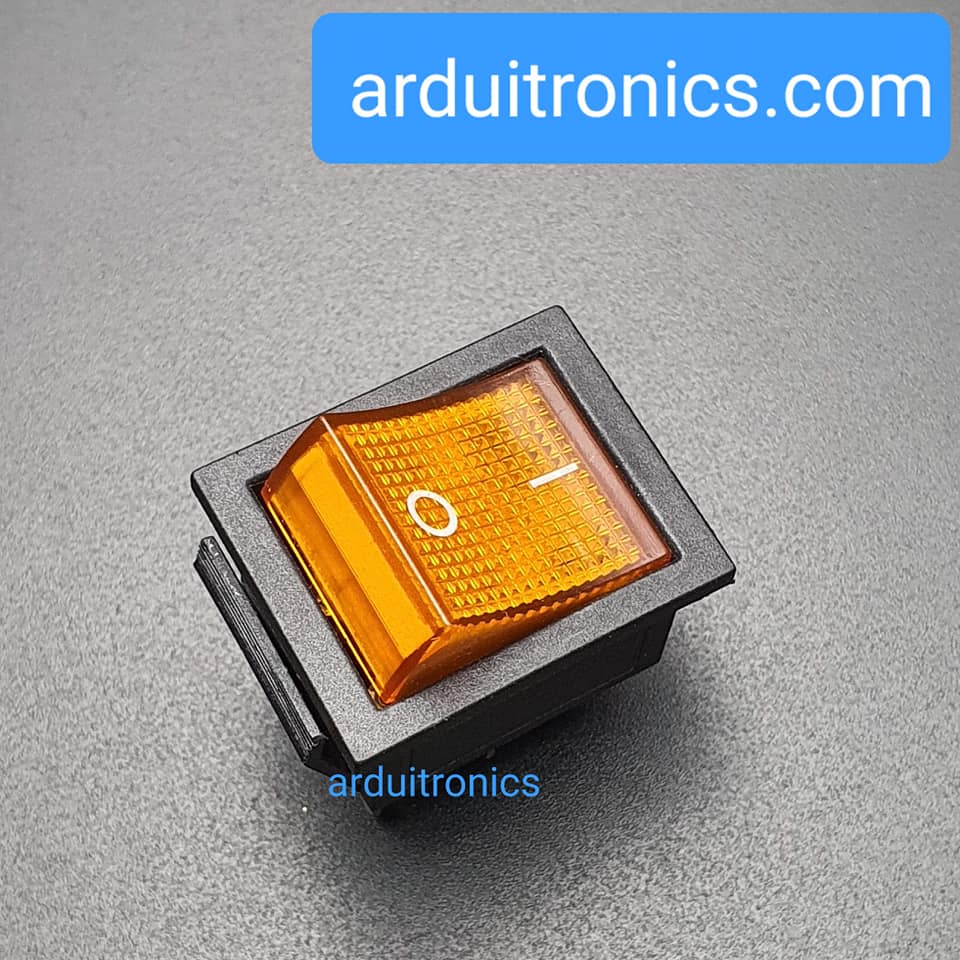 สวิตช์เปิดปิด KCD4 250VAC 15A High current switch 15A 250VAC สีเหลือง/ส้ม