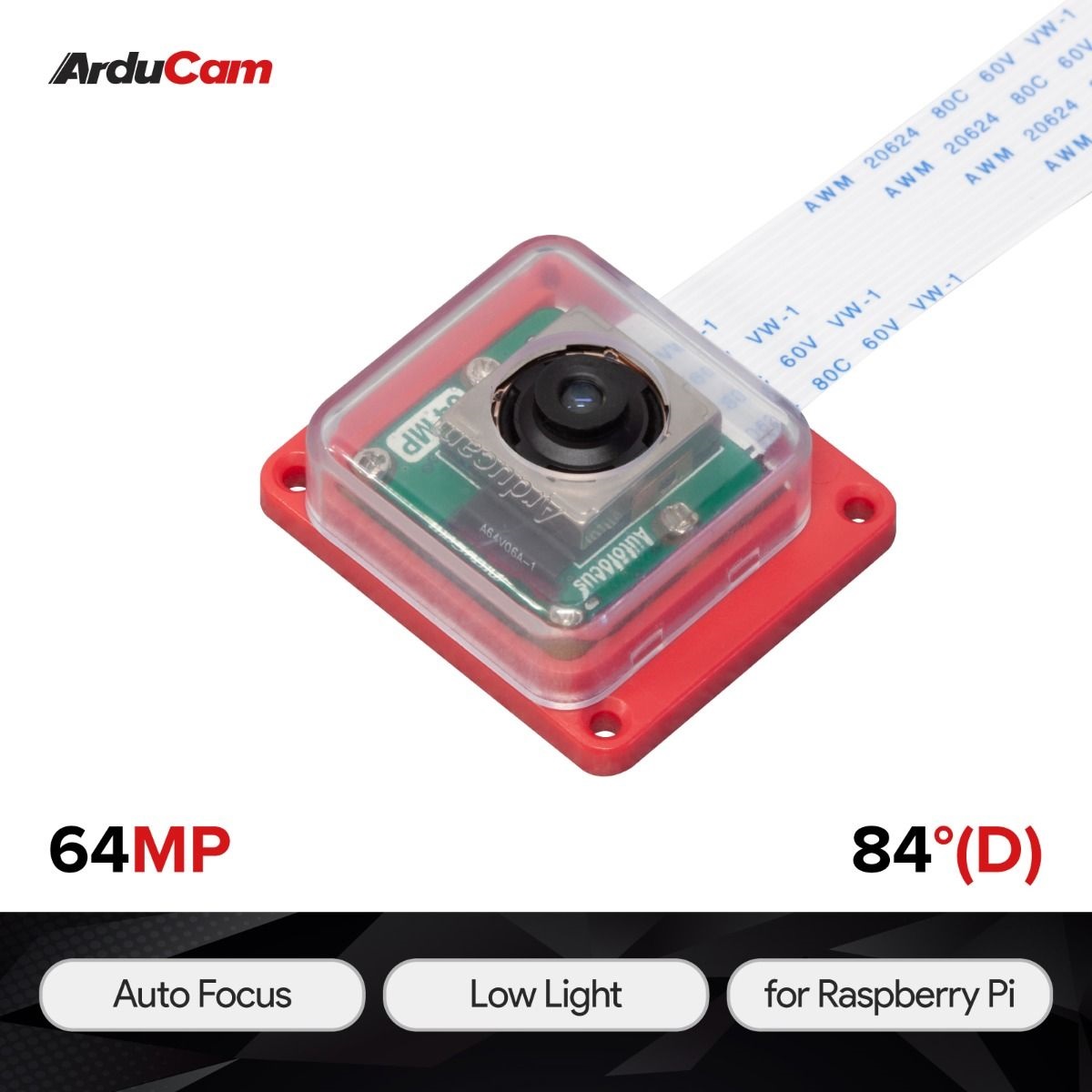 Arducam 1/1.32" 64MP Auto Focus Camera Module for Raspberry Pi