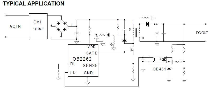 OB2263MP , OB2263 (SOT23-6) PWM Flyback Controller
