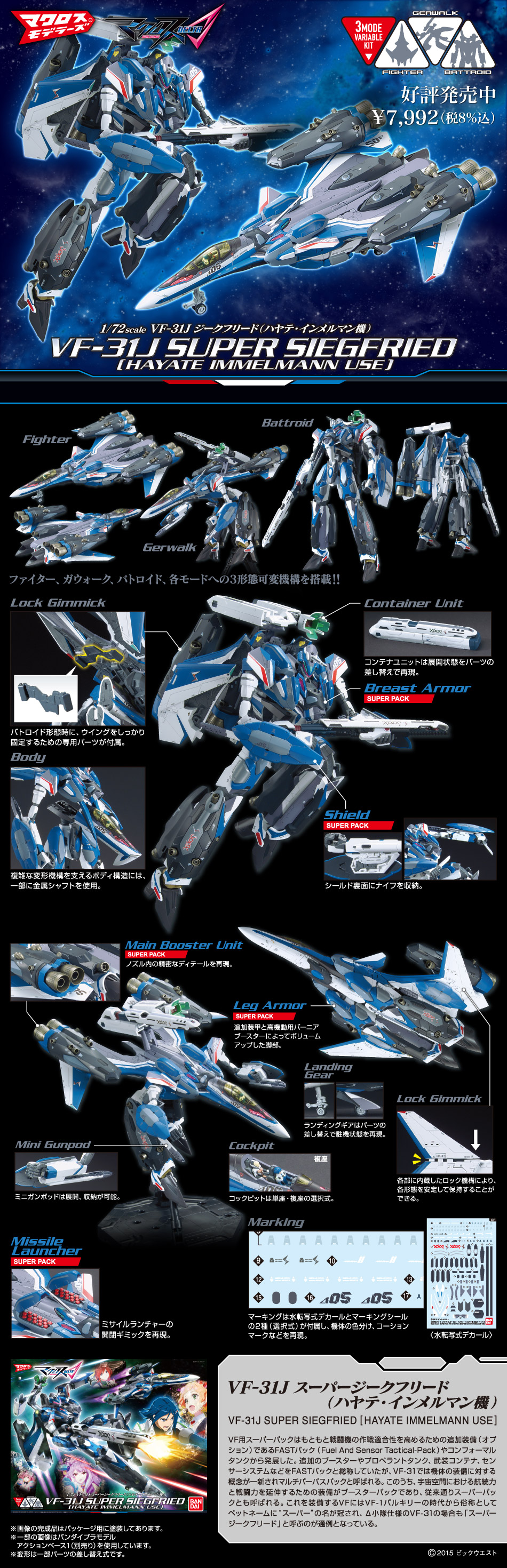 1/72 VF-31J Super Siegfried (Hayate Immelmann Use)