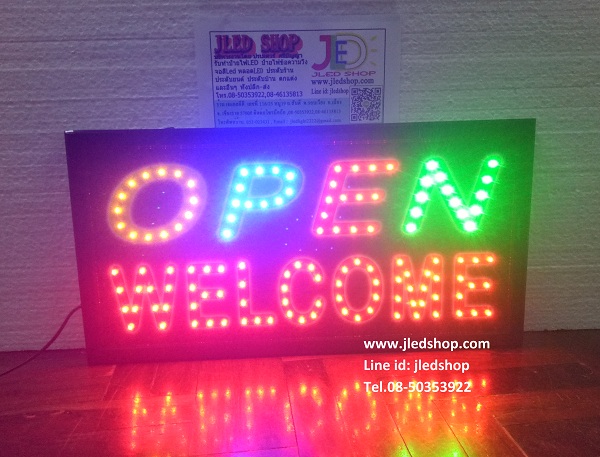 ป้ายไฟOPEN-WELCOME กระพิบLED ป้ายไฟLEDแบบสำเร็จ
