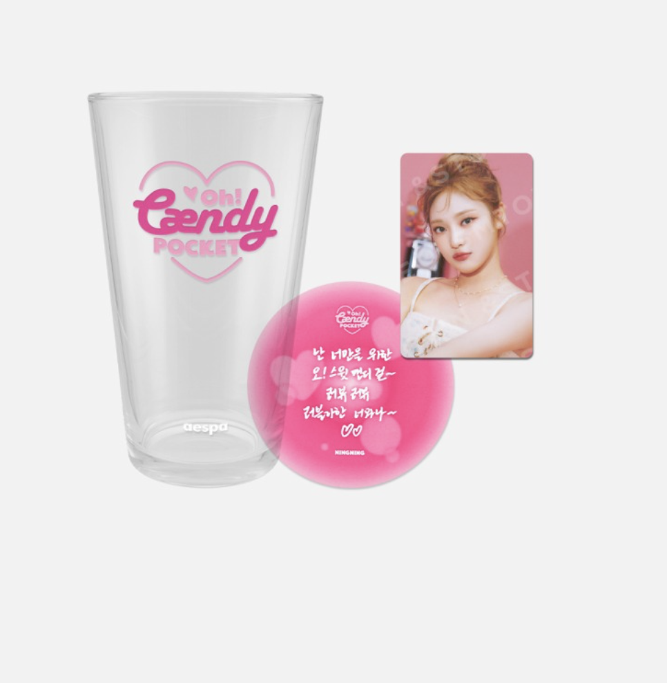 aespa -aespa Oh! Caendy Pocket Part.2 -Caendy GLASS CUP & COASTER SET ระบุ ชื่อ การ์ดที่ต้องการ