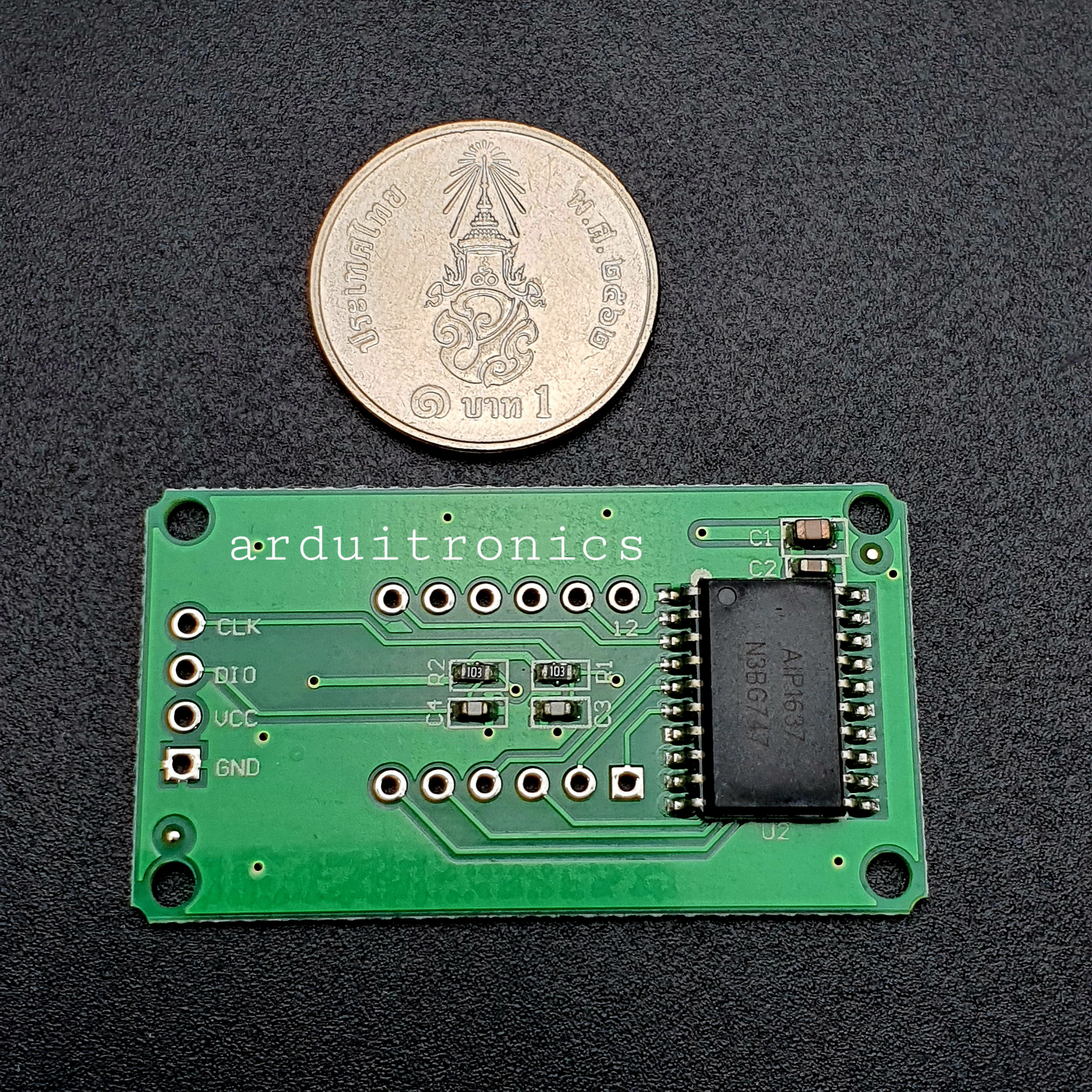 โมดูลแสดงค่าตัวเลข 4 หลัก 7 Segment 4 Digit Clock Display 0.36 Inches - Green PCB (ยังไม่บัดกรี)