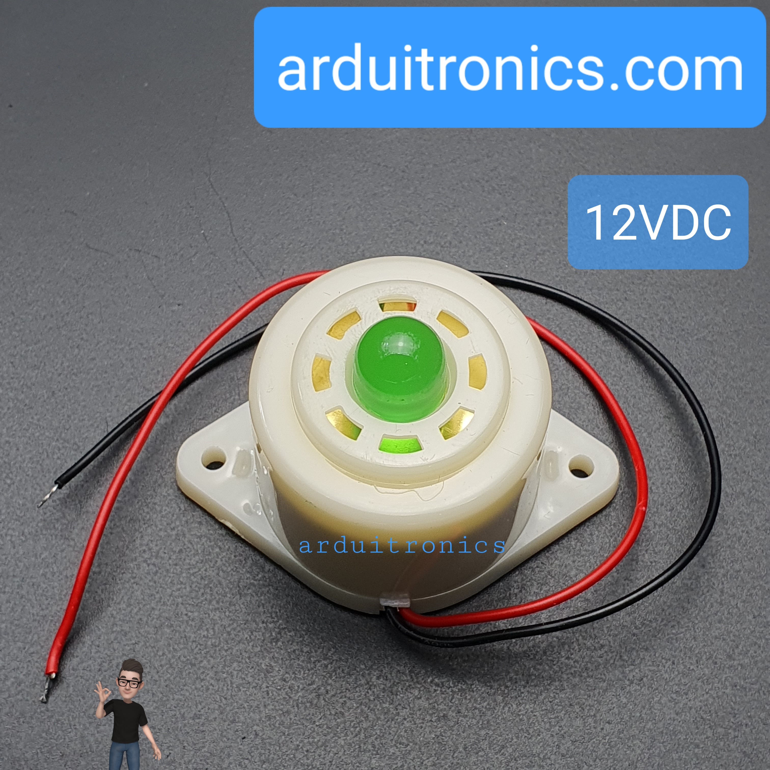 Buzzer 12VDC BJ-3 (LED เขียว) สัญญาณเสียงเตื่อนภัย/กันขโมย